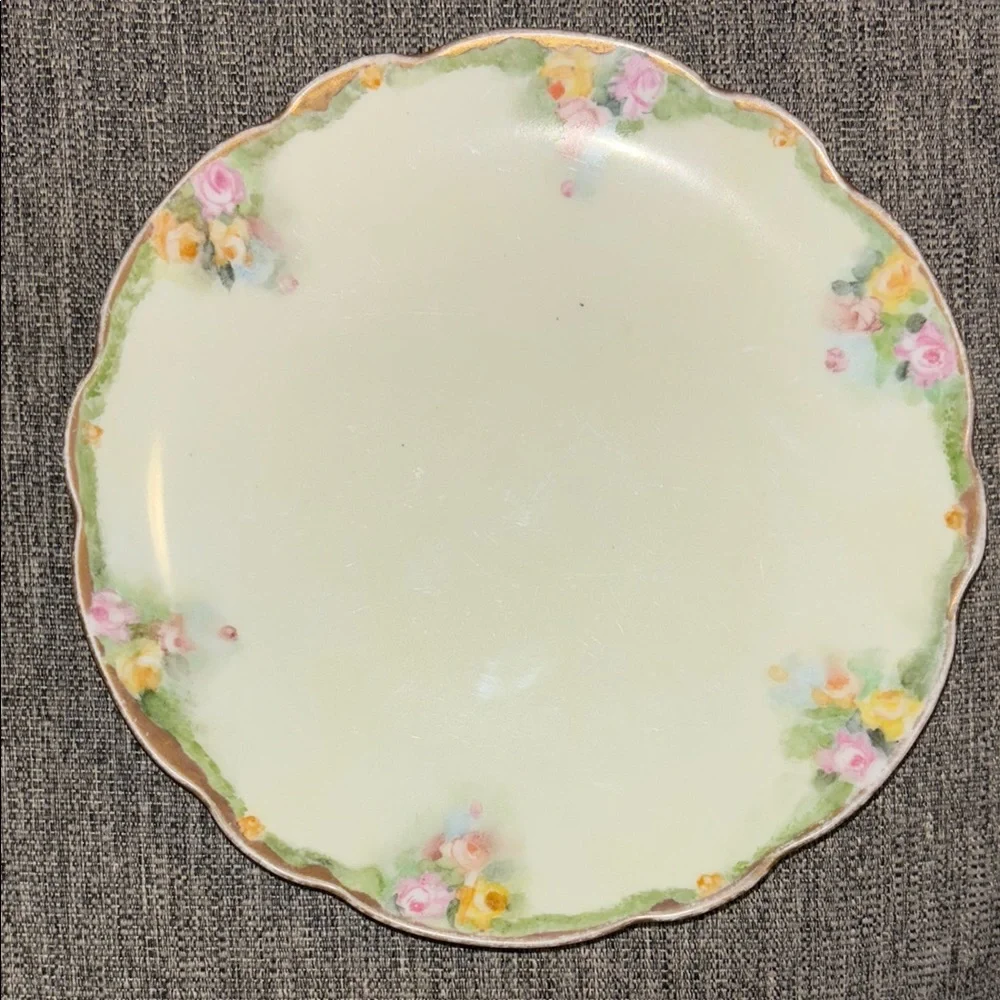 ⁠Vintage J&C Bavaria Floral Scalloped Hand Painted Porcelain Plate 8.5”